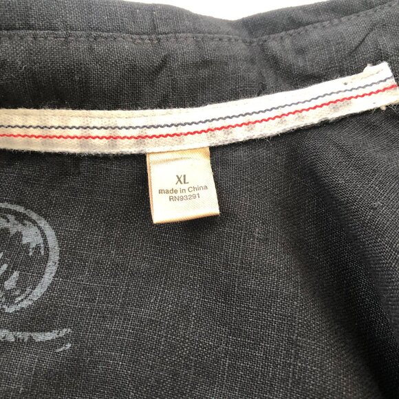 Men's Black Linen Long Sleeve Button Up Shirt XL USA - Picture 9 of 10